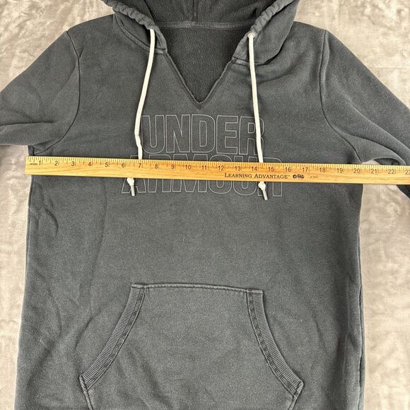 Under Armour Spellout Pullover Hoodie Womens M Black V Neck Pocket Casual (0787) - Picture 8 of 9